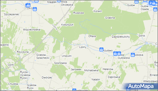 mapa Lipiny gmina Adamów, Lipiny gmina Adamów na mapie Targeo