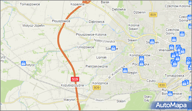 mapa Lipniak gmina Konopnica, Lipniak gmina Konopnica na mapie Targeo
