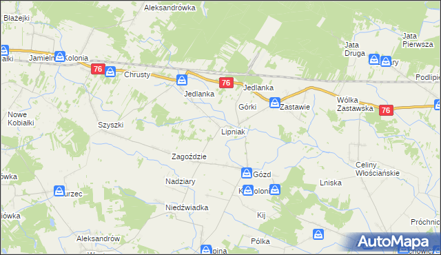 mapa Lipniak gmina Stanin, Lipniak gmina Stanin na mapie Targeo
