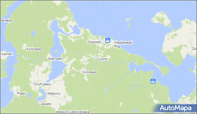 mapa Lipnik gmina Ruciane-Nida, Lipnik gmina Ruciane-Nida na mapie Targeo