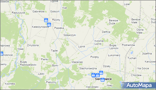 mapa Lipnik gmina Siemkowice, Lipnik gmina Siemkowice na mapie Targeo