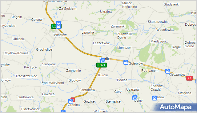 mapa Lipnik powiat opatowski, Lipnik powiat opatowski na mapie Targeo