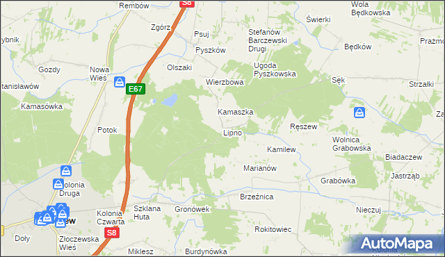 mapa Lipno gmina Brzeźnio, Lipno gmina Brzeźnio na mapie Targeo