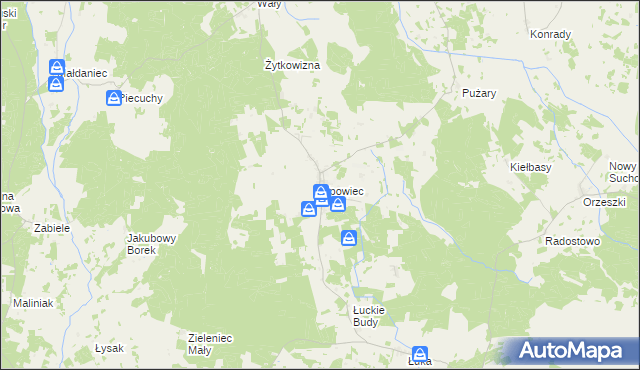 mapa Lipowiec gmina Szczytno, Lipowiec gmina Szczytno na mapie Targeo