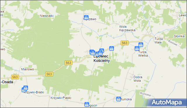 mapa Lipowiec Kościelny, Lipowiec Kościelny na mapie Targeo