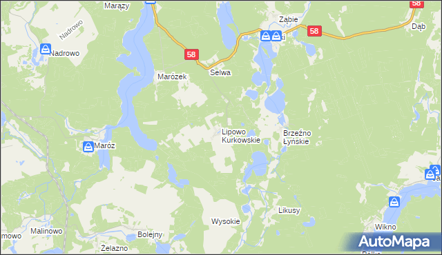 mapa Lipowo Kurkowskie, Lipowo Kurkowskie na mapie Targeo