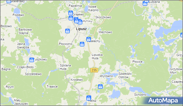 mapa Lipuska Huta, Lipuska Huta na mapie Targeo