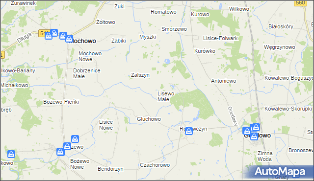 mapa Lisewo Małe, Lisewo Małe na mapie Targeo