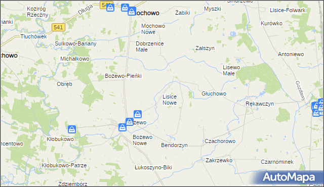 mapa Lisice Nowe, Lisice Nowe na mapie Targeo