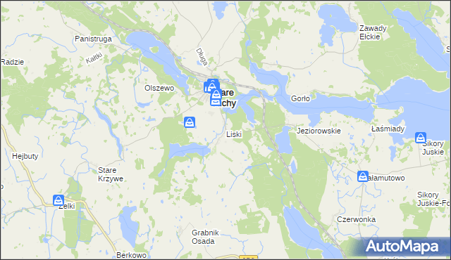 mapa Liski gmina Stare Juchy, Liski gmina Stare Juchy na mapie Targeo