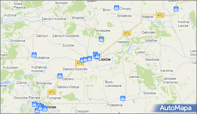 mapa Lisków, Lisków na mapie Targeo