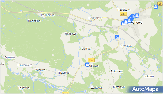 mapa Liśnica, Liśnica na mapie Targeo