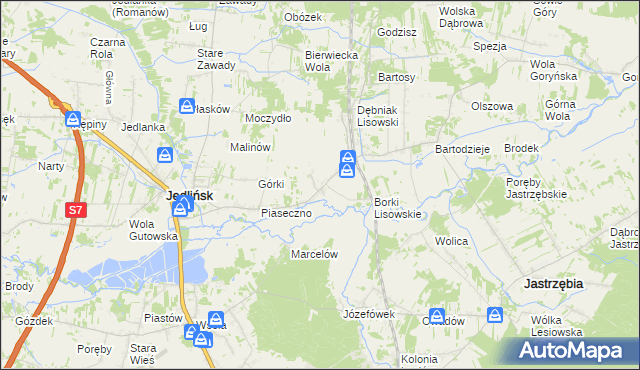 mapa Lisów gmina Jedlińsk, Lisów gmina Jedlińsk na mapie Targeo