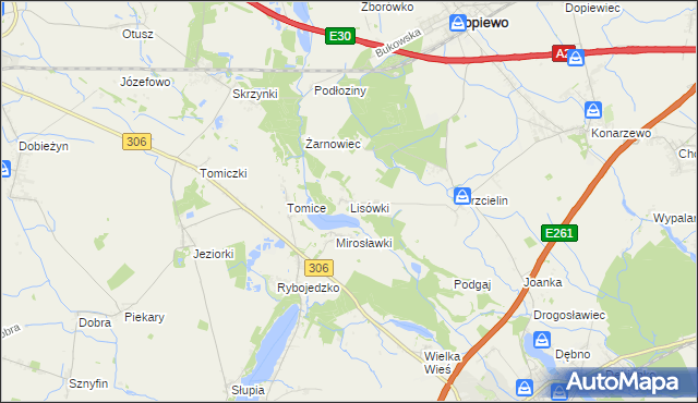 mapa Lisówki, Lisówki na mapie Targeo