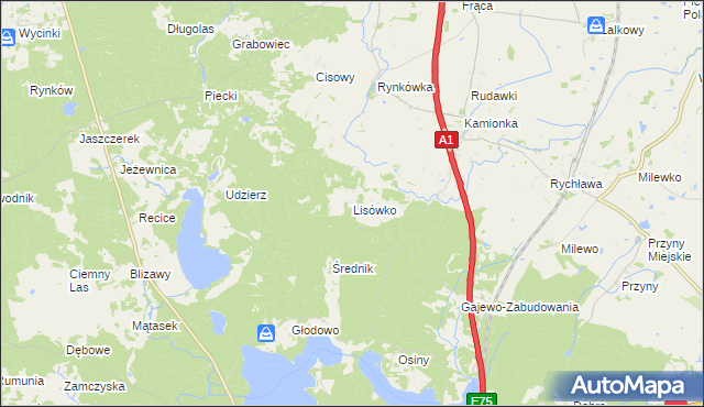 mapa Lisówko, Lisówko na mapie Targeo