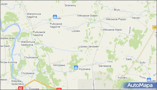 mapa Lisowo-Janówek, Lisowo-Janówek na mapie Targeo