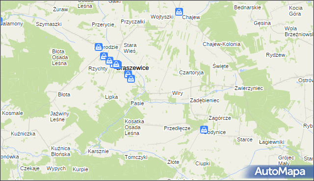 mapa Lisy gmina Brąszewice, Lisy gmina Brąszewice na mapie Targeo