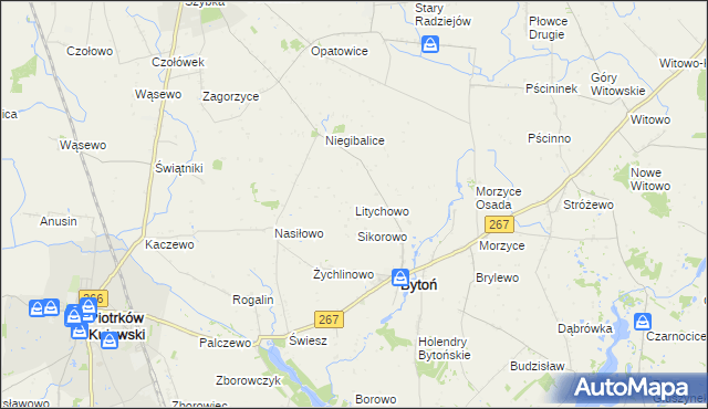 mapa Litychowo, Litychowo na mapie Targeo