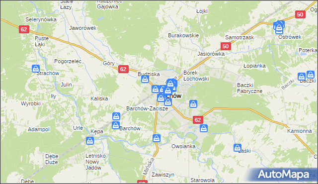 mapa Łochów powiat węgrowski, Łochów powiat węgrowski na mapie Targeo