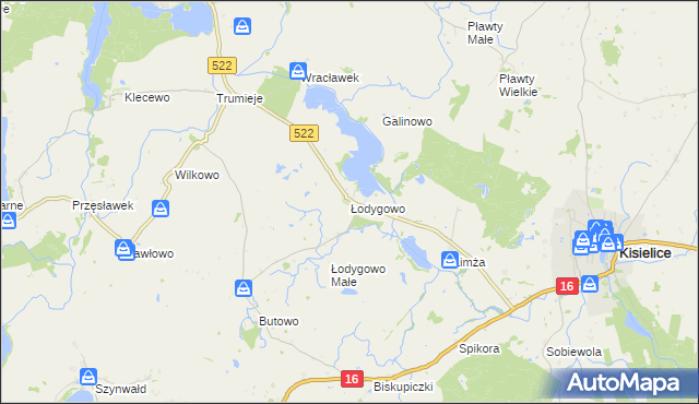 mapa Łodygowo gmina Kisielice, Łodygowo gmina Kisielice na mapie Targeo