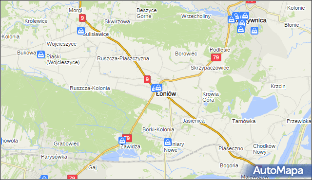 mapa Łoniów, Łoniów na mapie Targeo