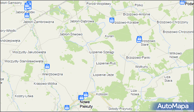 mapa Łopienie-Zyski, Łopienie-Zyski na mapie Targeo