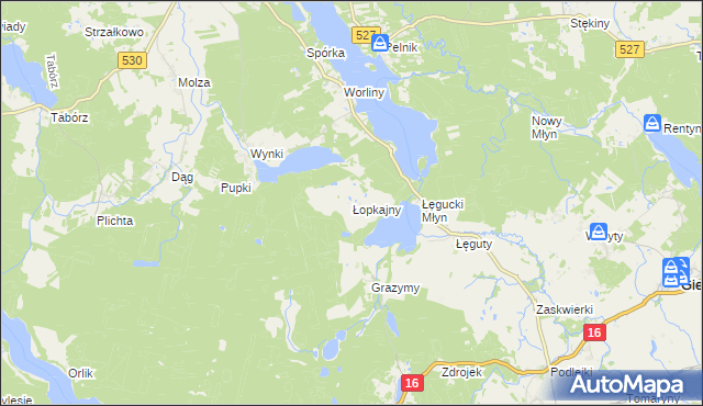 mapa Łopkajny, Łopkajny na mapie Targeo