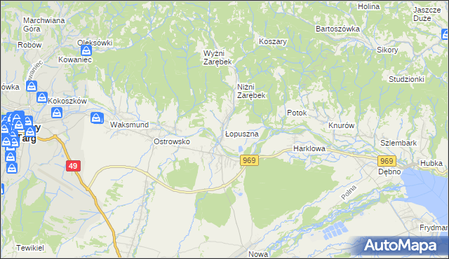 mapa Łopuszna, Łopuszna na mapie Targeo