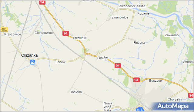 mapa Łosiów, Łosiów na mapie Targeo