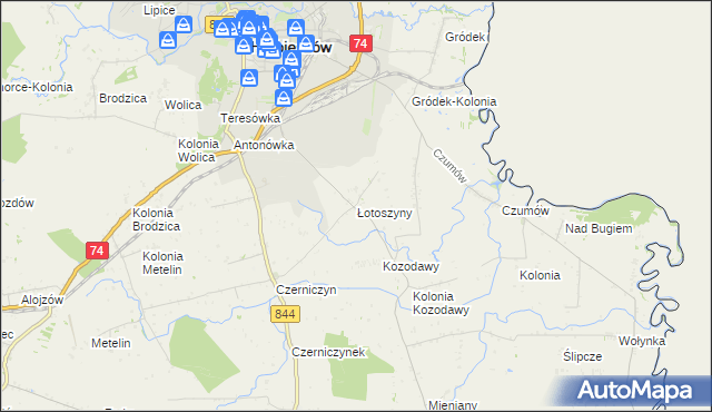 mapa Łotoszyny, Łotoszyny na mapie Targeo