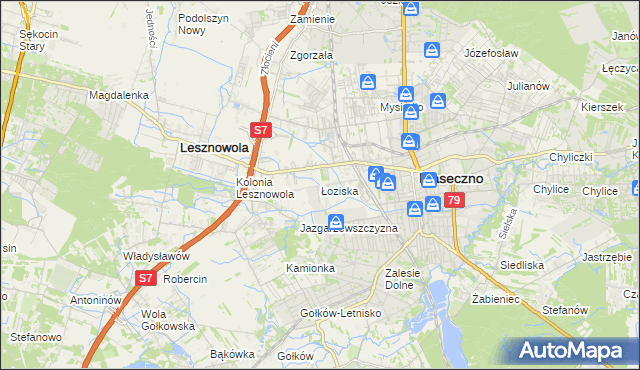mapa Łoziska, Łoziska na mapie Targeo