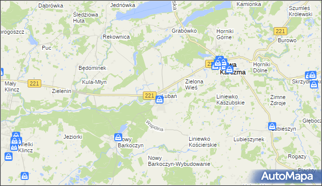 mapa Lubań gmina Nowa Karczma, Lubań gmina Nowa Karczma na mapie Targeo