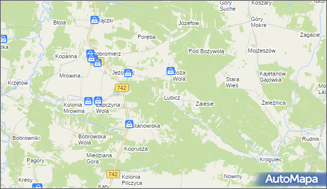 mapa Lubicz gmina Kluczewsko, Lubicz gmina Kluczewsko na mapie Targeo