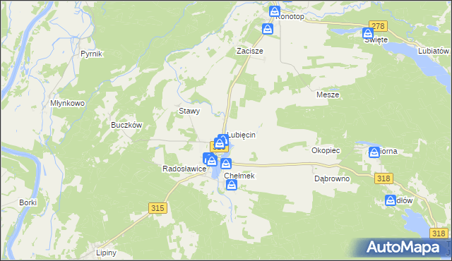 mapa Lubięcin, Lubięcin na mapie Targeo