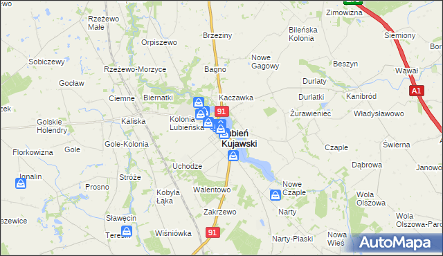 mapa Lubień Kujawski, Lubień Kujawski na mapie Targeo