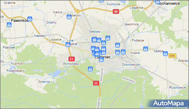 mapa Lubliniec, Lubliniec na mapie Targeo