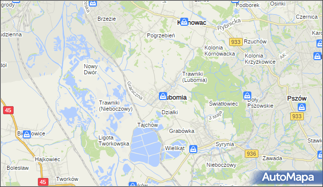 mapa Lubomia, Lubomia na mapie Targeo