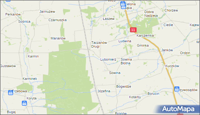 mapa Lubomierz gmina Pleszew, Lubomierz gmina Pleszew na mapie Targeo