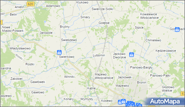 mapa Lubomin gmina Nasielsk, Lubomin gmina Nasielsk na mapie Targeo