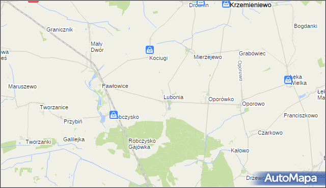 mapa Lubonia gmina Krzemieniewo, Lubonia gmina Krzemieniewo na mapie Targeo