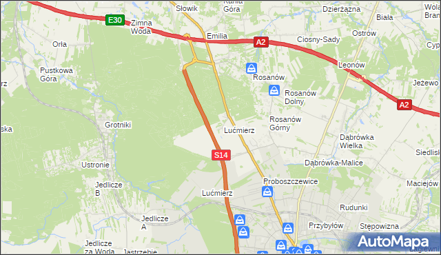 mapa Lućmierz-Ośrodek, Lućmierz-Ośrodek na mapie Targeo