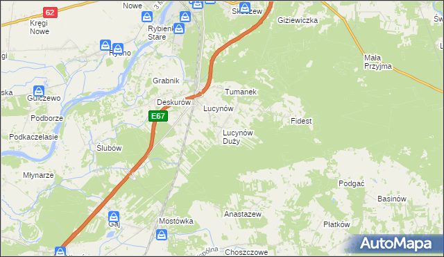 mapa Lucynów Duży, Lucynów Duży na mapie Targeo