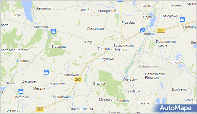 mapa Lucynowo gmina Ostrowite, Lucynowo gmina Ostrowite na mapie Targeo