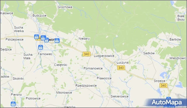 mapa Ludgierzowice, Ludgierzowice na mapie Targeo