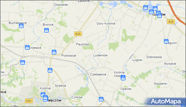 mapa Ludwinów gmina Nałęczów, Ludwinów gmina Nałęczów na mapie Targeo