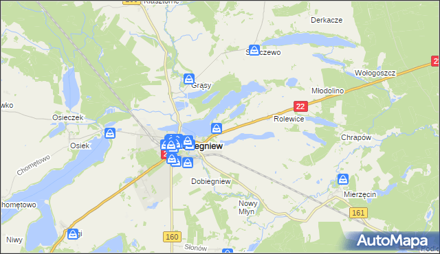 mapa Ługowo gmina Dobiegniew, Ługowo gmina Dobiegniew na mapie Targeo