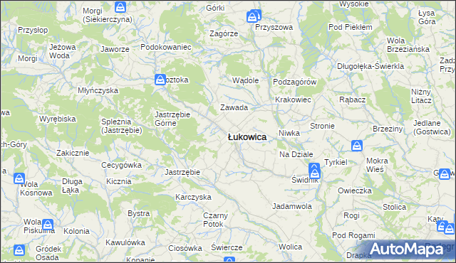 mapa Łukowica, Łukowica na mapie Targeo
