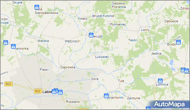 mapa Łukówiec gmina Mrozy, Łukówiec gmina Mrozy na mapie Targeo