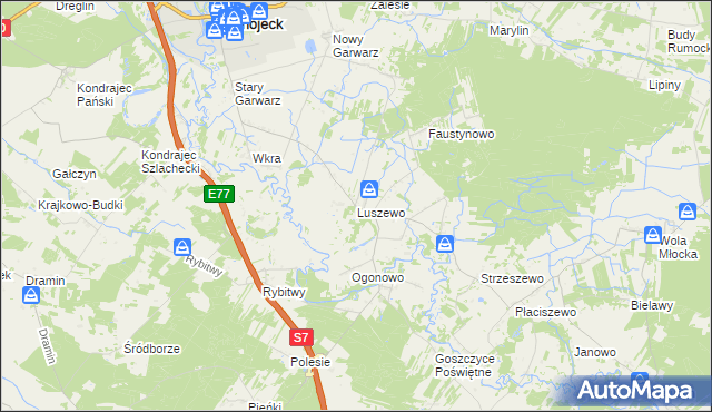 mapa Luszewo gmina Glinojeck, Luszewo gmina Glinojeck na mapie Targeo