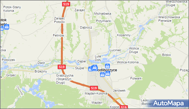 mapa Lute Doły, Lute Doły na mapie Targeo